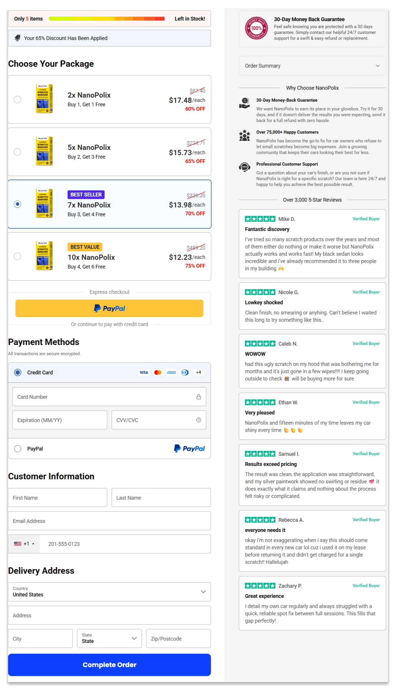 NanoPolix Secure Checkout Page
